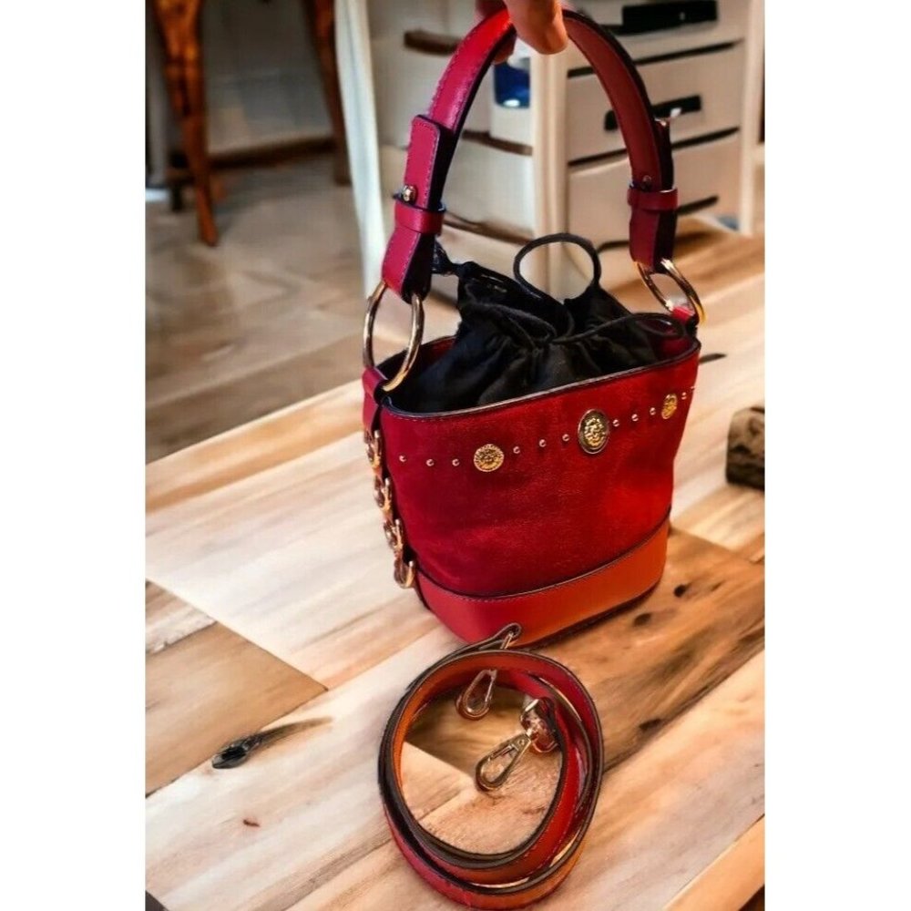 BNWOT Topshop Red Drawstring Bucket Bag, w.Handle + Strap, Immaculate Condition - Picture 1 of 16